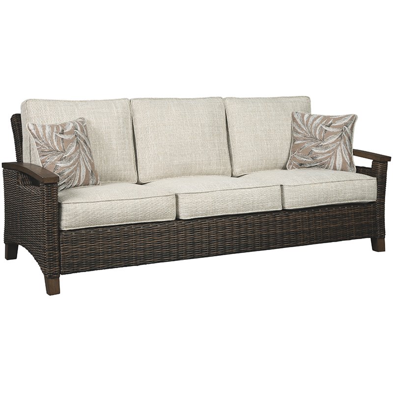 Home Square Set of 2 Rattan Patio Loveseat and Sofa in Brown
