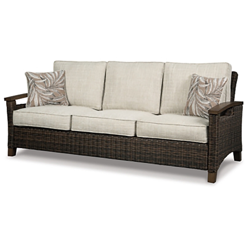 Home Square Set of 2 Rattan Patio Loveseat and Sofa in Brown