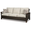 Home Square Set of 2 Rattan Patio Loveseat and Sofa in Brown
