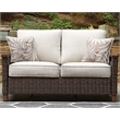Home Square Set of 2 Rattan Patio Loveseat and Sofa in Brown