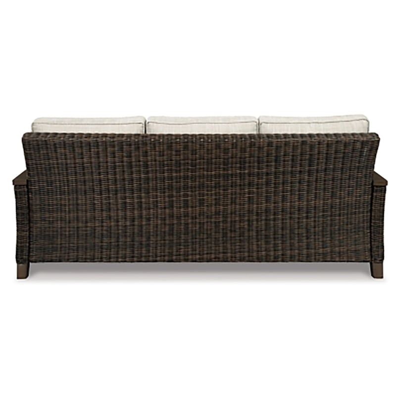 Home Square Set of 3 Patio Fire Pit Table and Loveseat and Sofa in Medium Brown