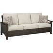 Home Square Set of 2 Patio Round Fire Pit Table and Sofa in Medium Brown