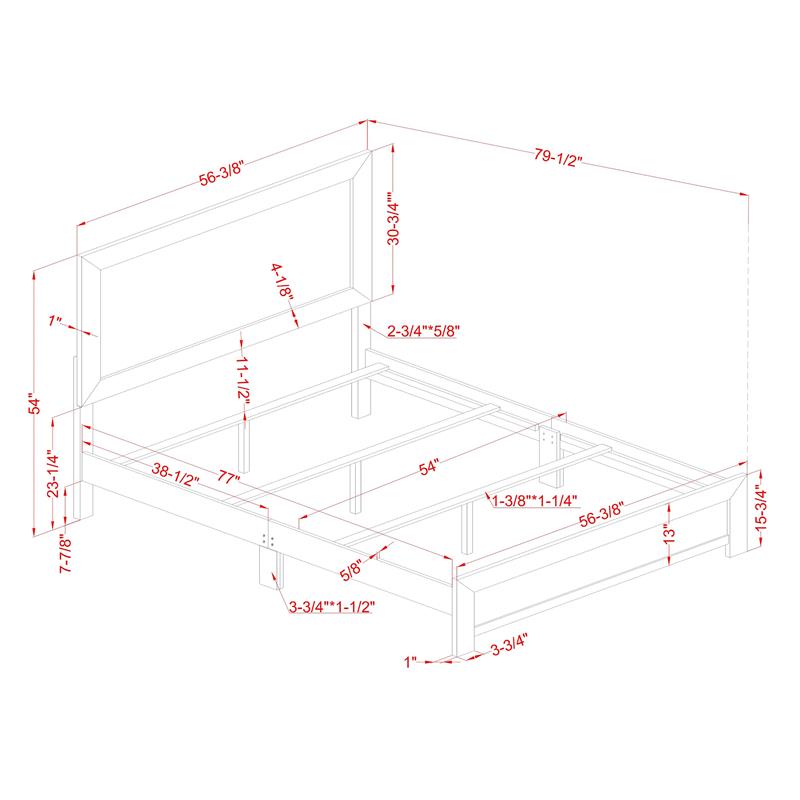Home Square Set of 2 Rustic Wood 5-Drawer Chest and Full Panel Bed in Walnut
