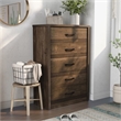 Home Square Set of 2 Rustic Wood 5-Drawer Chest and Full Panel Bed in Walnut