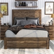 Home Square Set of 2 Rustic Wood 5-Drawer Chest and Full Panel Bed in Walnut