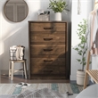 Home Square Set of 2 Rustic Wood 5-Drawer Chest and Full Panel Bed in Walnut