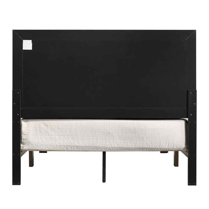 Home Square Set of 2 Rustic Wood 5-Drawer Chest and Full Panel Bed in Walnut