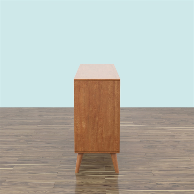 Home Square Set of 2 Mid-Century Wood 4-Drawer Chest and 6-Drawer Dresser in Oak