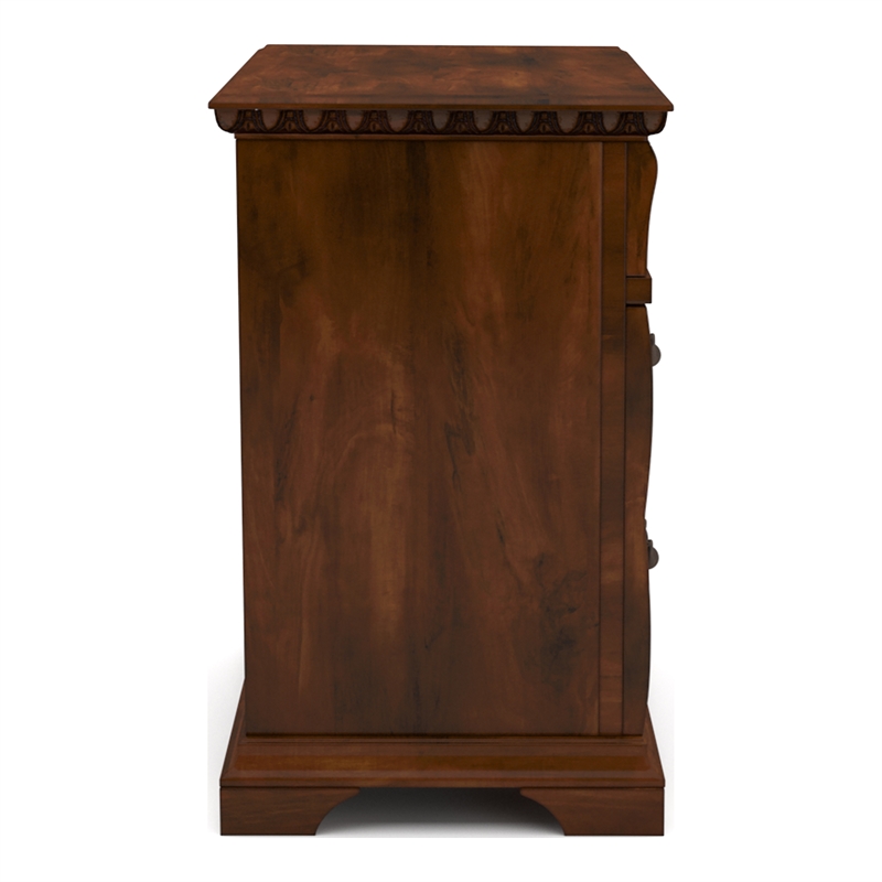 Home Square Set of 2 Wood 3-Drawer Nightstand and 9-Drawer Dresser in Cherry