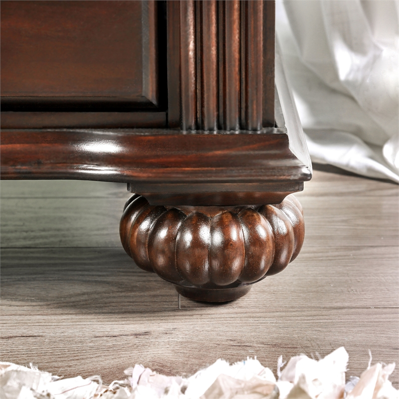 Home Square Set of 3 Solid Wood 2 Nightstands and Chest in Dark Walnut