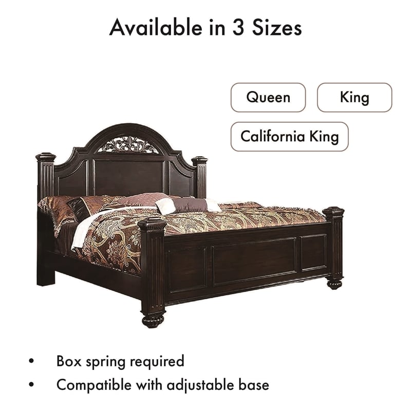 Home Square Set of 3 California King Panel Bed and 2 Nightstands in Dark Walnut