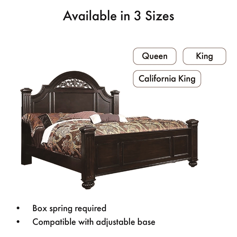 Home Square Set of 3 Queen Panel Bed and 2 Nightstands in Dark Walnut