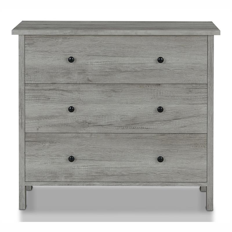 Home Square Set of 2 Transitional Wood Dresser and Chest in Gray Oak