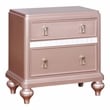 Home Square Set of 2 Solid Wood 2-Drawer Nightstands in Rose Gold