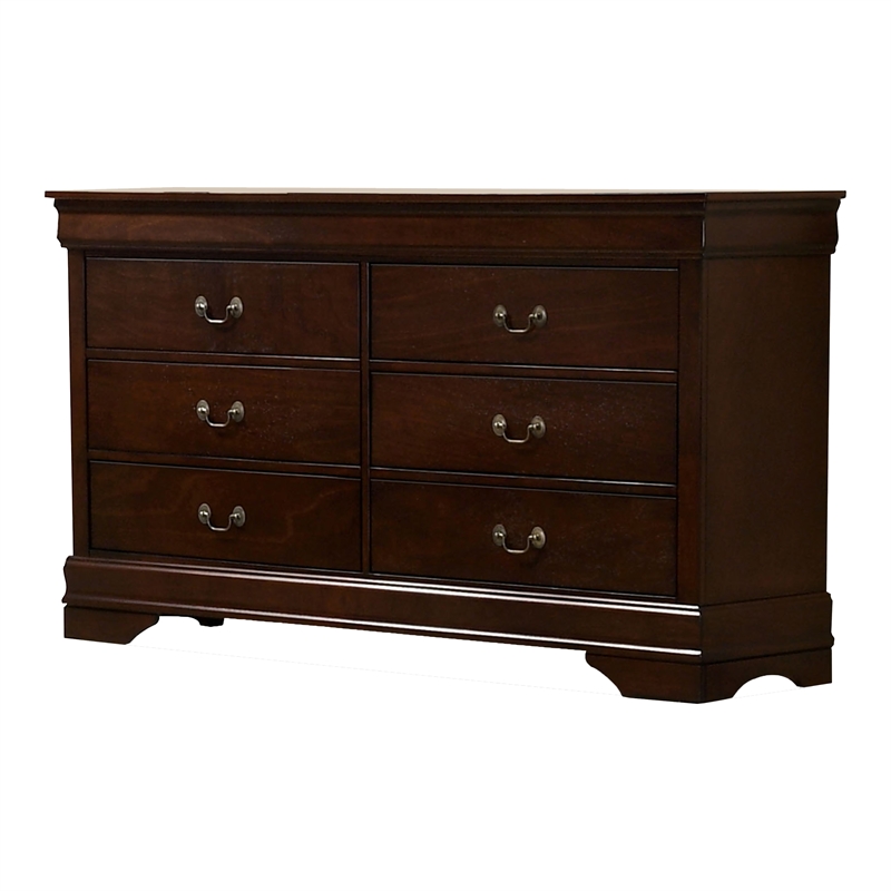 Home Square Set of 3 Transitional Wood 2 Nightstands and Dresser in Cherry