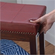 Home Square Set of 3 Backless Bar Stool Red Faux Leather in Dark Brown