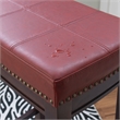 Home Square Set of 3 Backless Bar Stool Red Faux Leather in Dark Brown