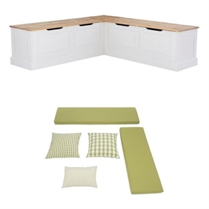 Home Square Set of a Backless Breakfast Nook and 5 Piece Cushion/Pillow