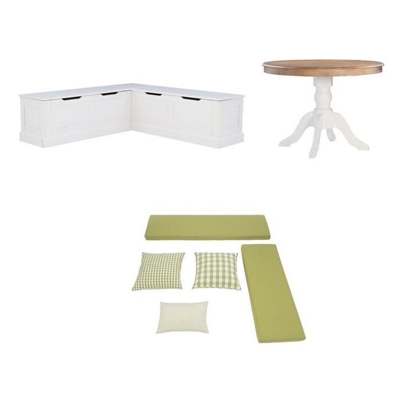 Home Square Set of a Kitchen Nook & Dining Table & 5 Piece Cushion/Pillow