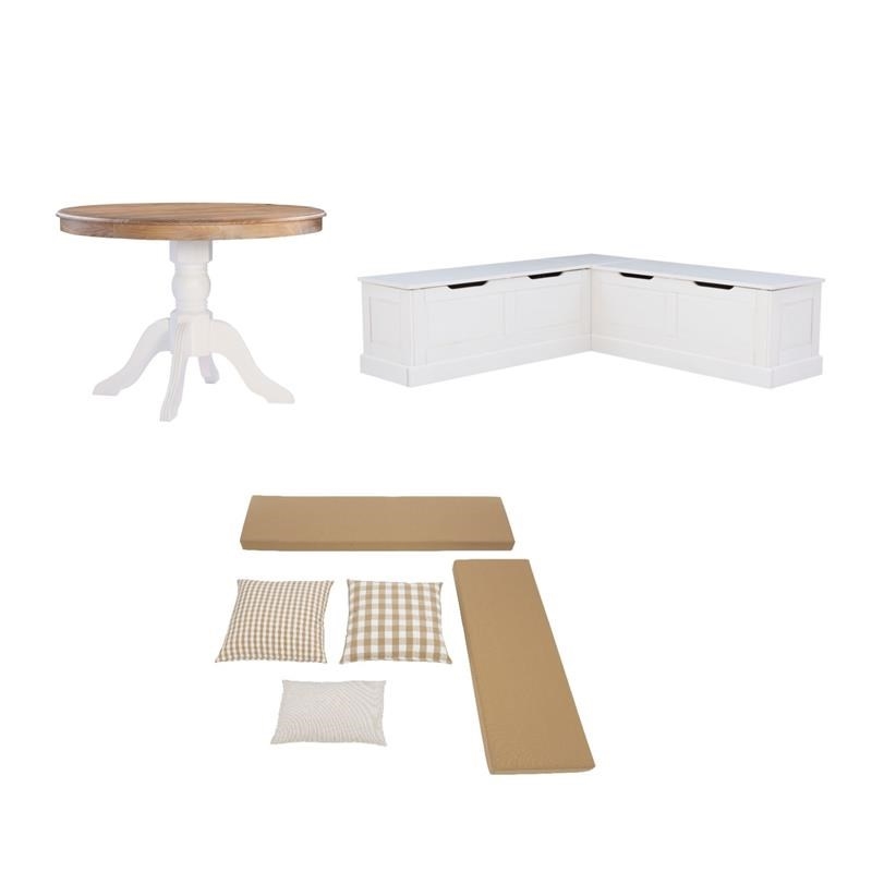 Home Square Set of a Kitchen Nook & Dining Table & 5 Piece Cushion/Pillow