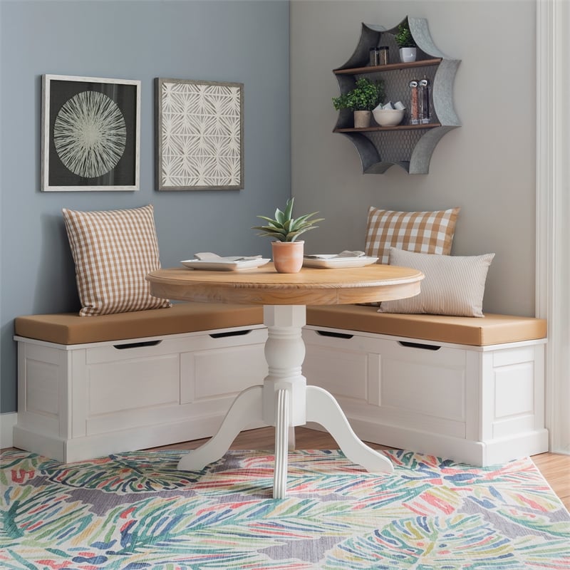 Home Square Set of a Kitchen Nook & Dining Table & 5 Piece Cushion/Pillow