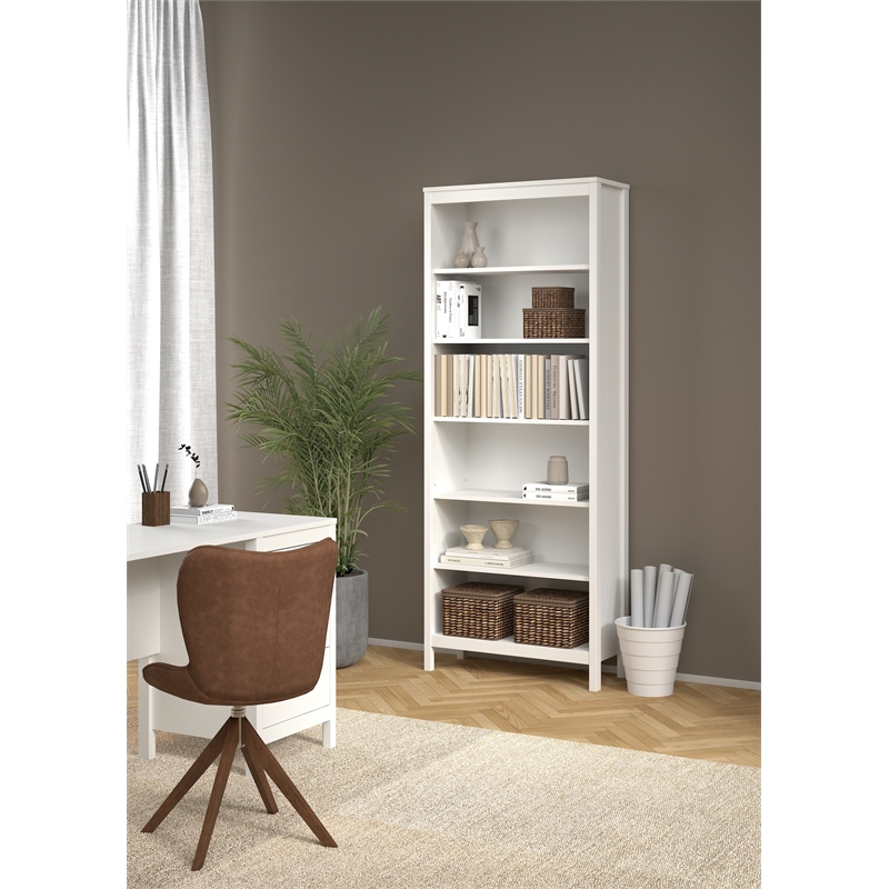 Home Square Set of 2 Adjustable 6 Shelf Bookcase in White Finish