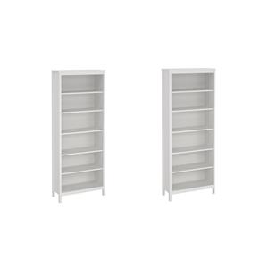 Home Square Set of 2 Adjustable 6 Shelf Bookcase in White Finish
