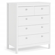 Home Square Set of 2 5-Drawer Chest & 2 Drawer Nightstand in White