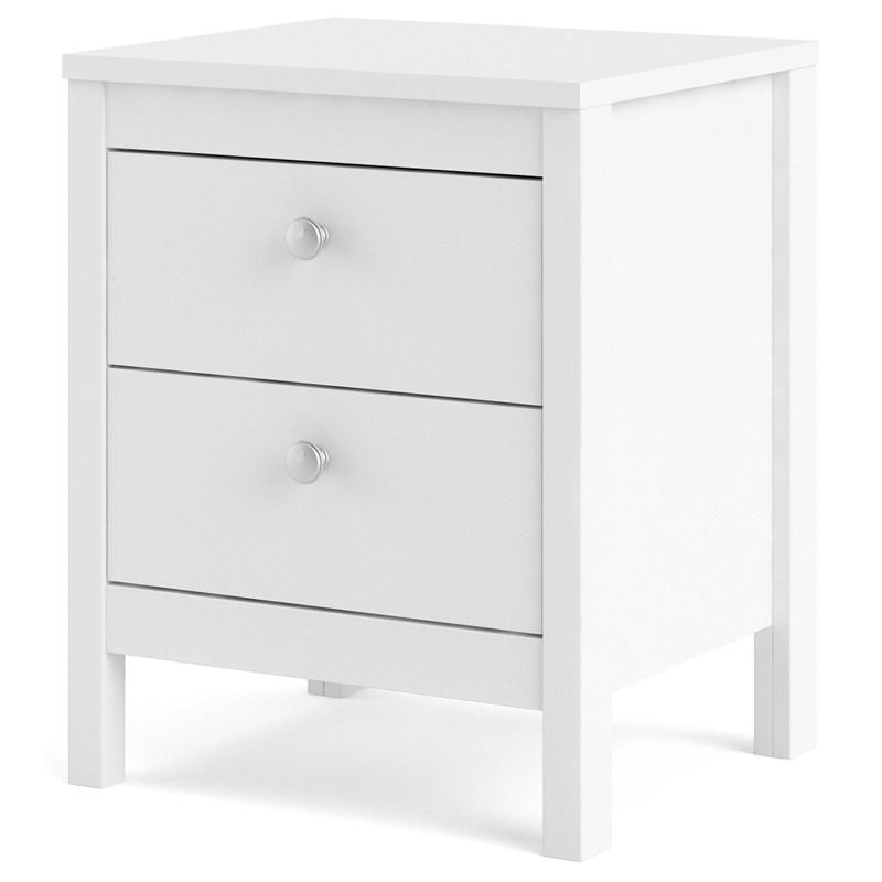 Home Square Set of 2 5-Drawer Chest & 2 Drawer Nightstand in White