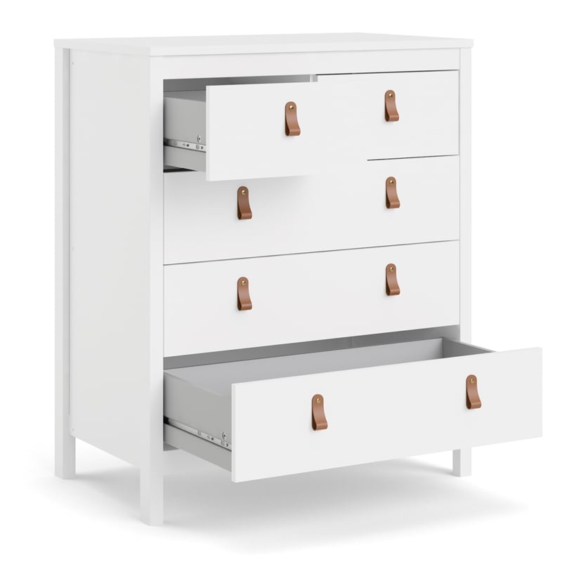 Home Square Set of 2 5-Drawer Chest & 2 Drawer Nightstand in White