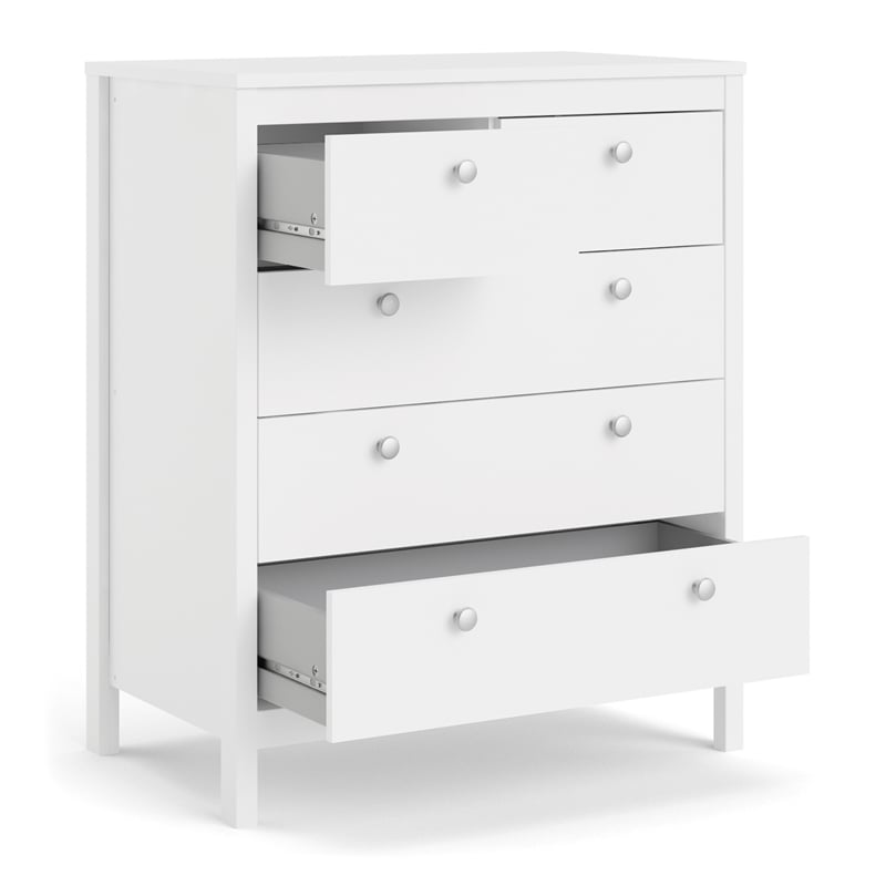 Home Square Set of 2 5-Drawer Chest & 2 Drawer Nightstand in White