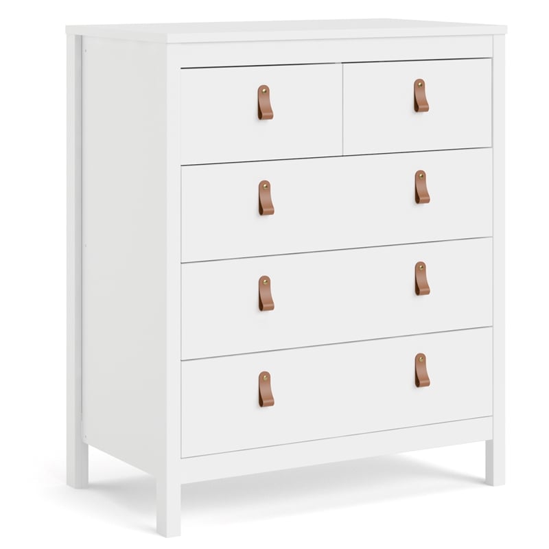 Home Square Set of 3 5-Drawer Chest & 2 Nightstands in White
