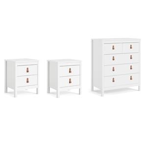 Home Square Set of 3 5-Drawer Chest & 2 Nightstands in White