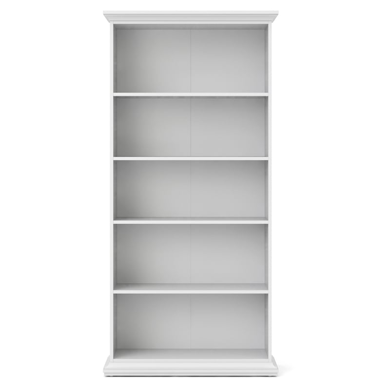 Home Square Set of 2 Home Computer Office Desk & 5-Shelf Bookcase in White