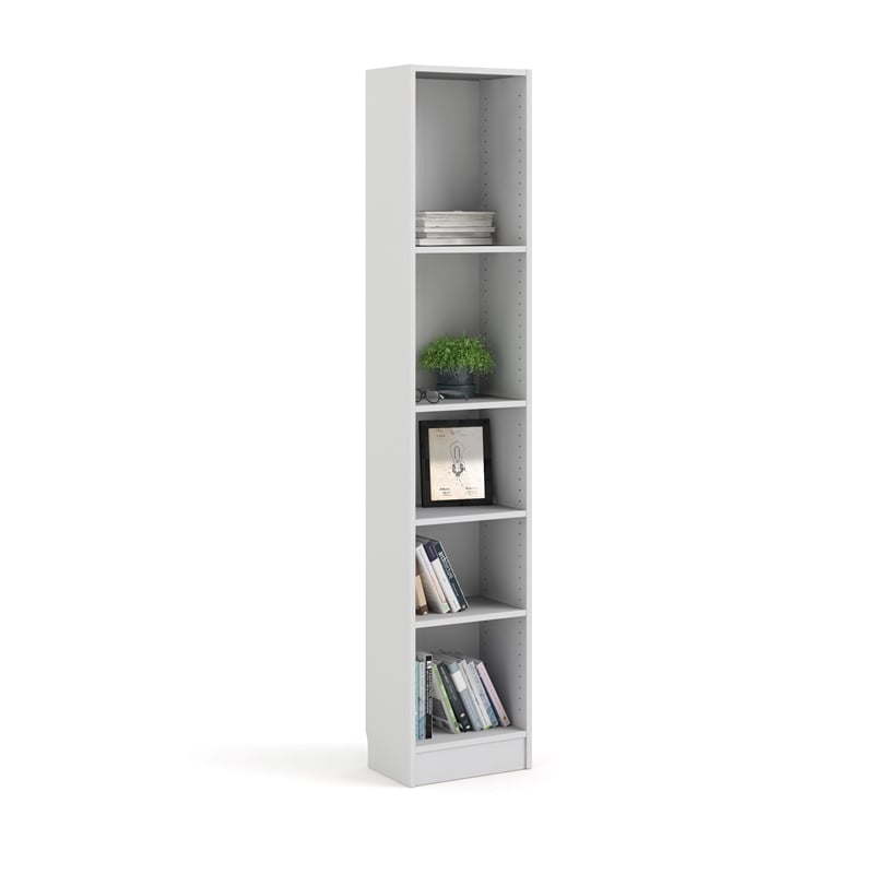 Home Square Set of 2 Home Computer Office Desk & 5-Shelf Bookcase in White