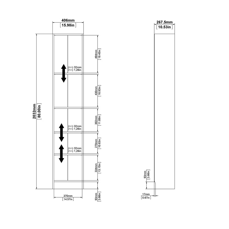 Home Square Set of 2 Home Computer Office Desk & 5-Shelf Bookcase in White