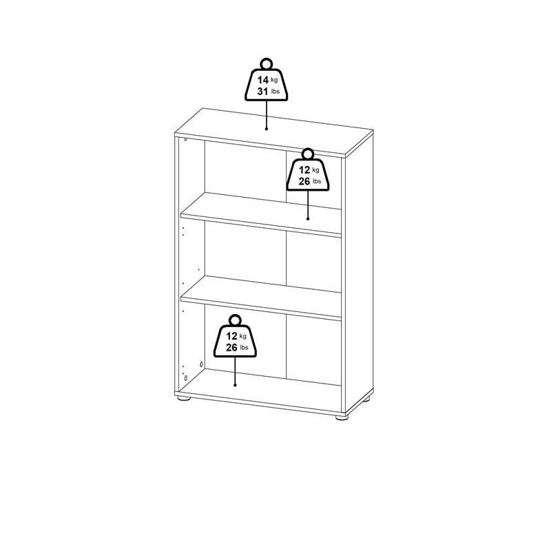 Home Square Set of 2 Home Computer Office Desk & 3-Shelf Adjustable Bookcase