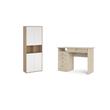 Home Square Set of 2 Desk with 5-Drawers & 6-Shelf Bookcase with Doors