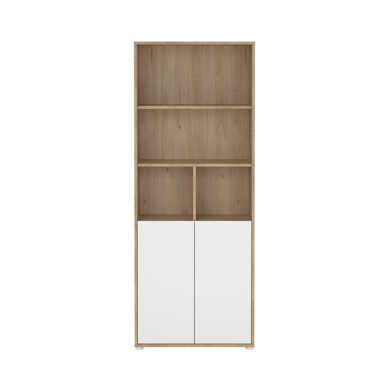 Home Square Set of 2 Desk with 5-Drawers & 6-Shelf Adjustable Bookcase