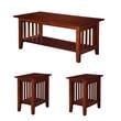 Home Square Set of 3 Wood Coffee Table & Chair Side Table in Walnut