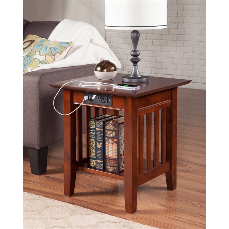 Home Square Set of 3 Wood Transitional Coffee Table & End Table in Walnut