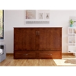 Home Square Set of 2 Queen Murphy Bed Chest with Mattress & Side Table in Walnut