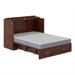 Home Square Set of 2 Murphy Full Bed Chest with Mattress & Side Table in Walnut