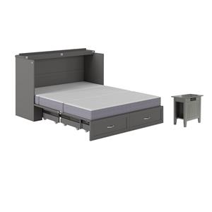 Home Square Set of 2 Queen Murphy Bed Chest & Side Table in Gray