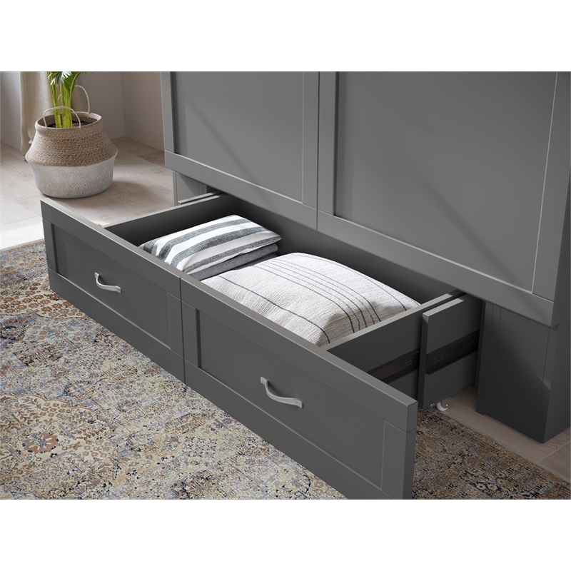 Home Square Set of 2 Murphy Full Bed Chest with Mattress & Side Table in Gray