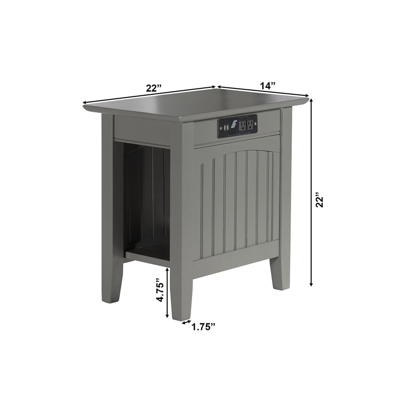 Home Square Set of 2 Murphy Full Bed Chest with Mattress & Side Table in Gray