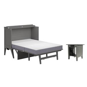Home Square Set of 2 Full Size Murphy Bed Desk with Mattress & End Table in Gray