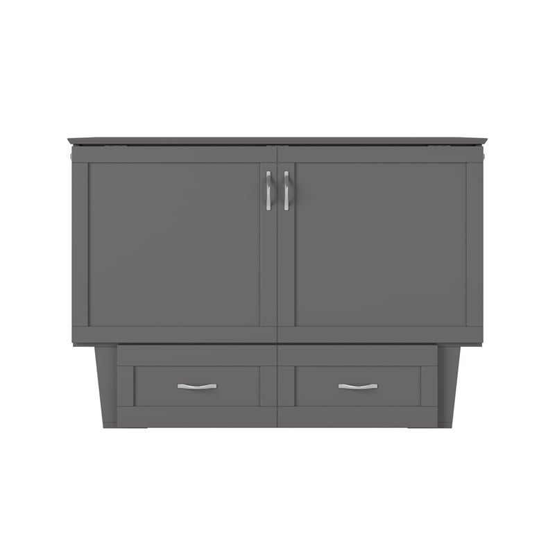 Home Square Set of 2 Full Size Murphy Bed Chest with Mattress & End Table - Gray
