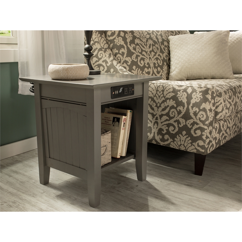 Home Square Set of 2 Queen Murphy Bed Chest & End Table in Gray