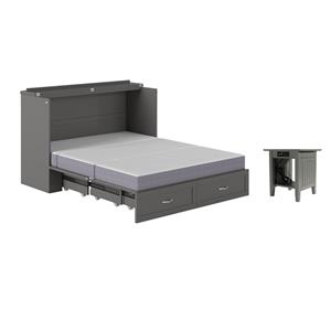Home Square Set of 2 Queen Murphy Bed Chest & End Table in Gray